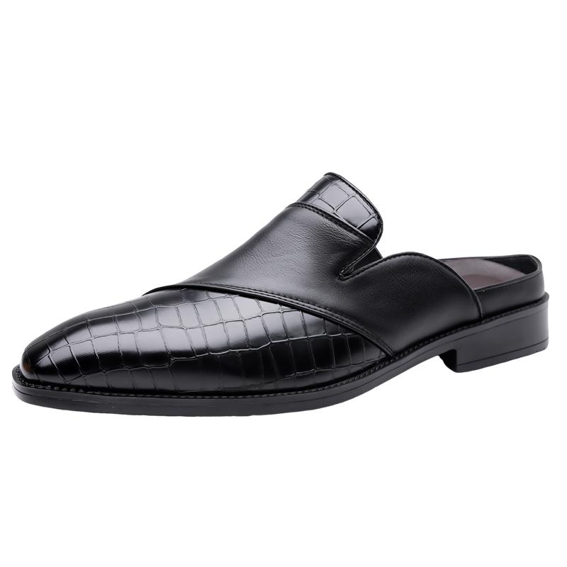 Hot Business Men's Half Slippers Comfortable and breathable minimalist style Adult plus size leather shoes Slip on