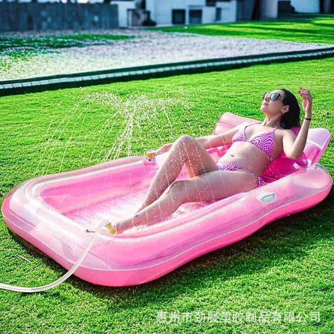 2026 popular water inflatable floating bed, backrest inflatable floating row water deck chair, double maple leaf floating bed