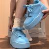 2026 Autumn Leather Platform Sneakers for Women Shoes Thick Sole Casual Shoes Woman Lace-up Fashion Outdoors Walking Shoes