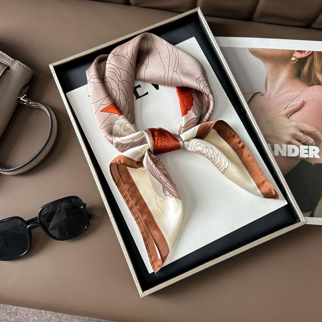 Korean Style High-End Printed Silk Scarf - Versatile Fashion Accessory