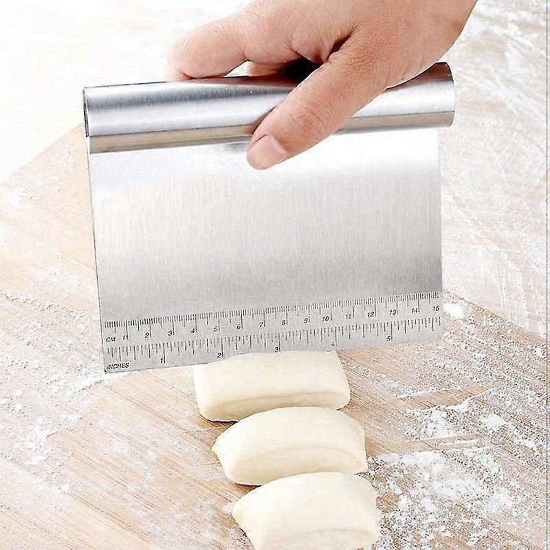 Yaju Bench Scraper Chopper Stainless Steel Kitchen Food Scraper Icing Smoother Blade With Measuring Scale For Dough, Cake, Pizz