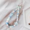 LUVI Beaded Phone Charm Lanyard Wrist Strap Love Heart Bow Beads Butterfly Chain Flower String Pearl Bling Bracelet Keychain Cute Fashion for Women