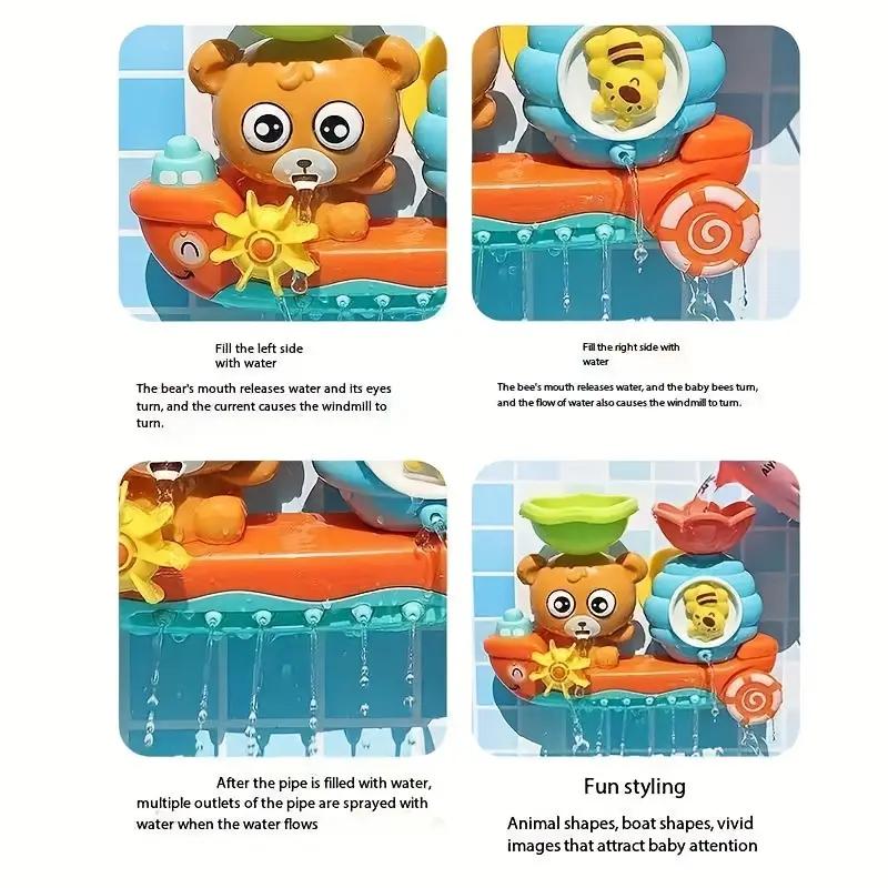 Cartoon Bear Spinning Water Toy Featuring a Cute Showering Bear Theme with Suction Cup Shower for Bath a Fun Toy Gift For kids