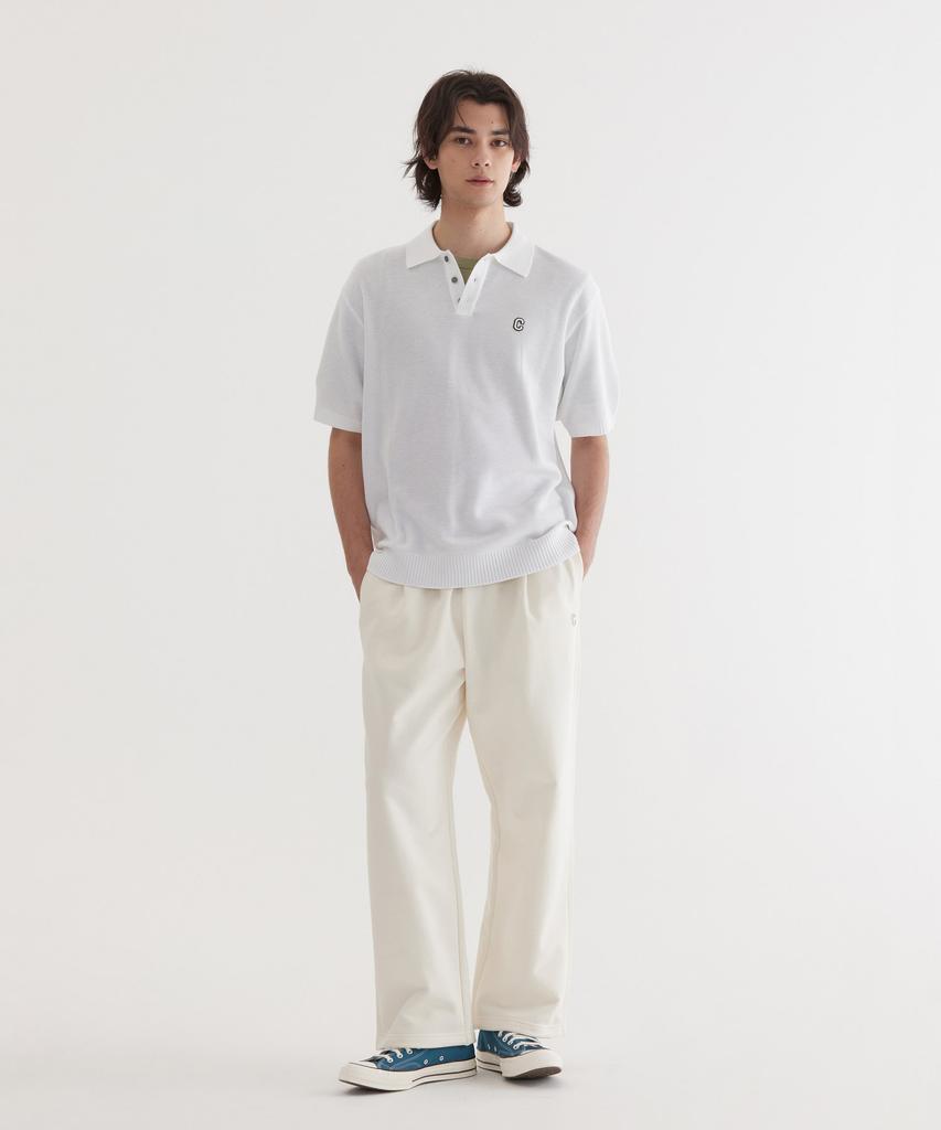 COVERNAT C Logo Collar Half Knit White