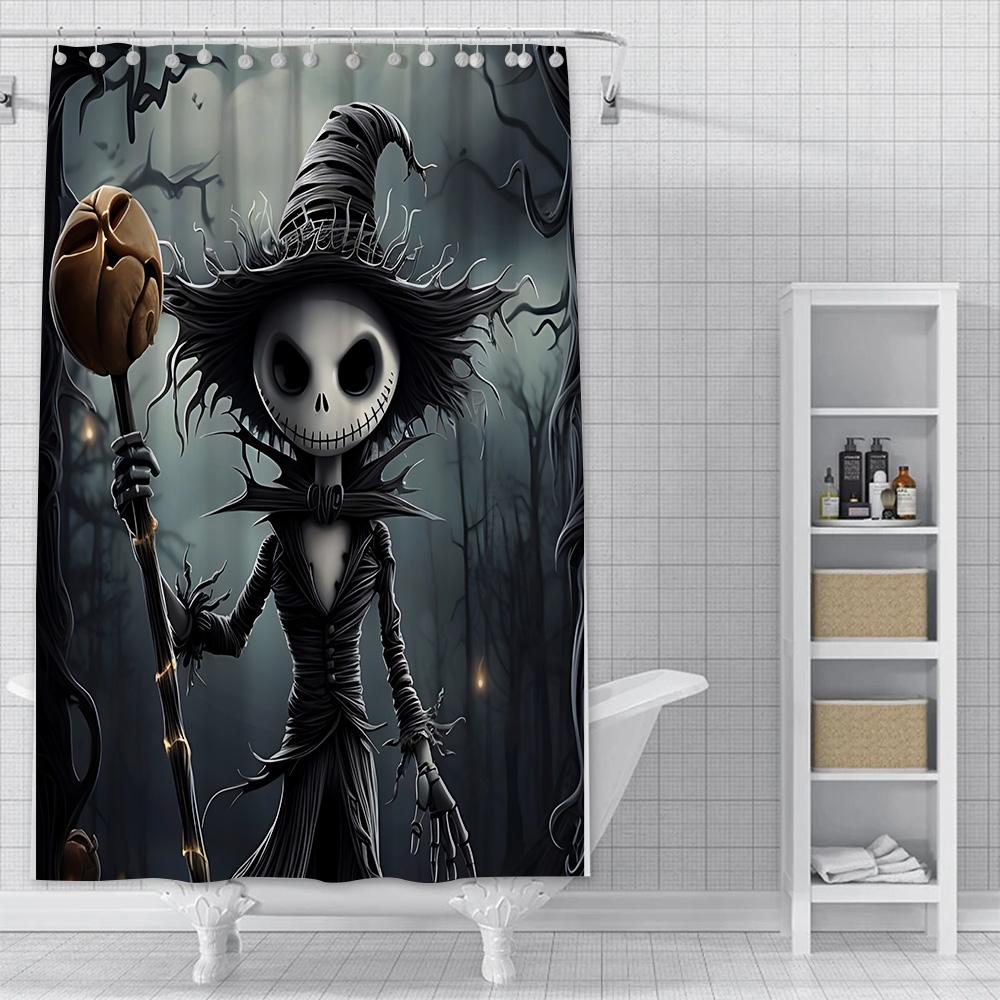 Dusche Jack Skellington Vorhang Wasserdicht Polyester Stoff Farbe Bunt Badezimmervorhänge Haus Badezimmer Dekor Vorhang Mit Haken