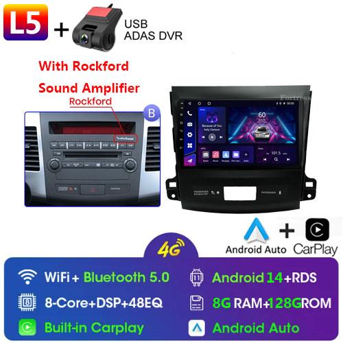 9"Android 14 Autoradio Carplay for Mitsubishi Outlander 2/Peugeot 4007/Citroen C-rosser Multimedia Video Player 4G GPS Stereo FM