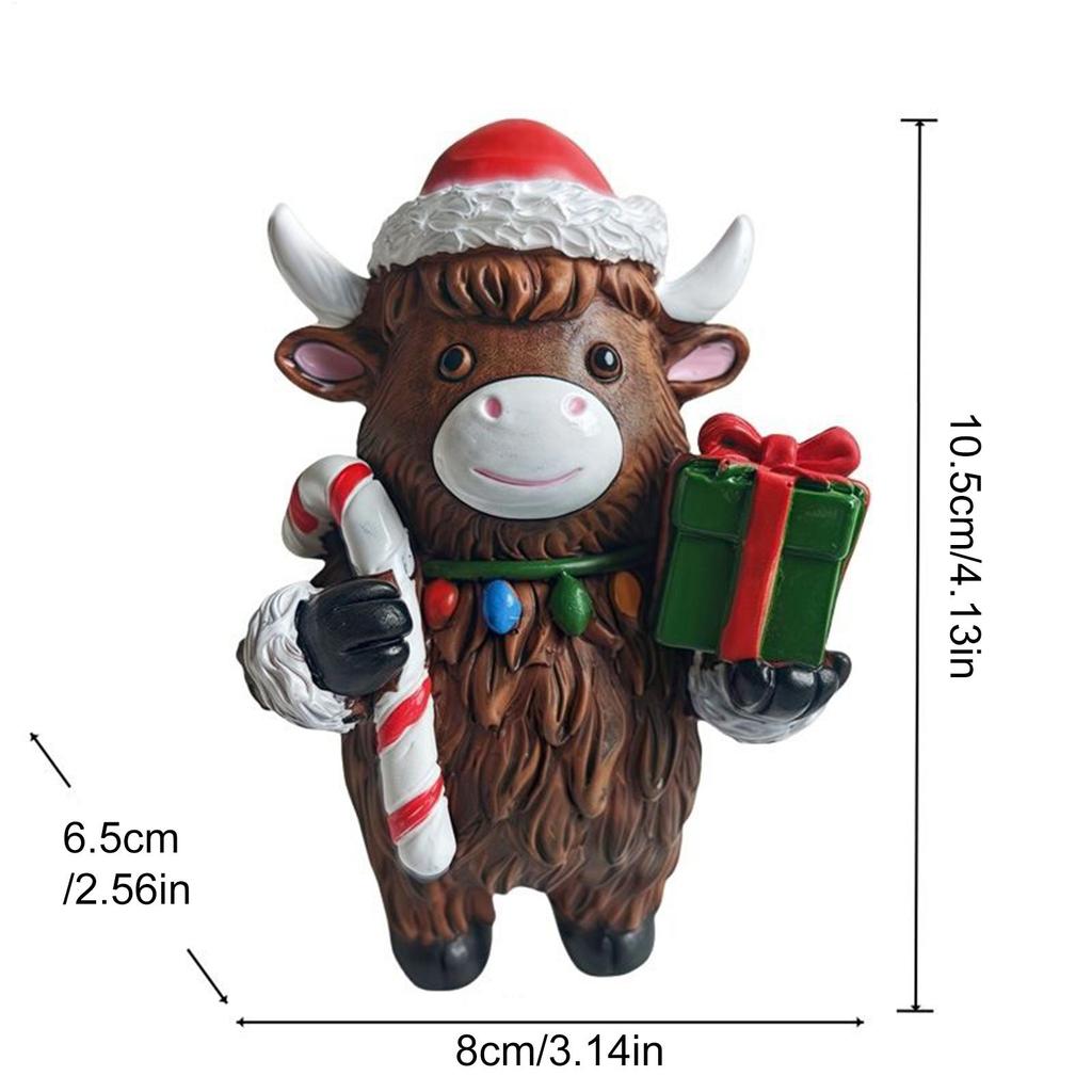 Highland Cow Figurine Home Highland Cattle Christmas Sculpture Resin Sculpture Scottish Ornament Decoration For Table