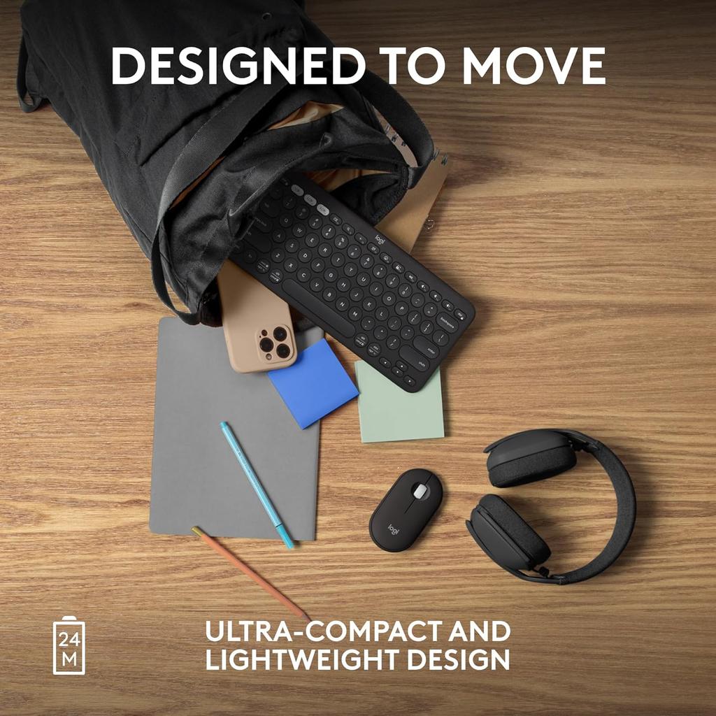 Logitech Fashion Series PEBBLE Mouse Wireless Bluetooth Mouse Office Silent Mouse Symmetrical Mouse Pebble Shape