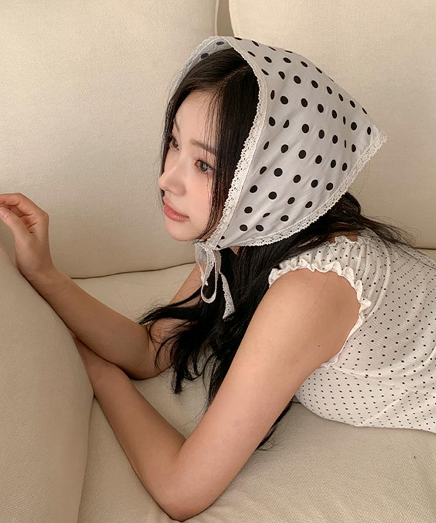Minssio Wide Dot Lace Bonnet_Ivory