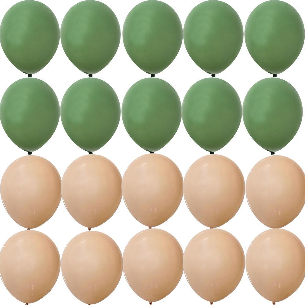 20PCS 10inch Balloon Kit Retro Green White Gold Balls Birthday Wedding Anniversary Jungle Summer Party Decor Home Supplies KTY