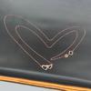 Purple Gold-Plated Rose Gold Heart-To-Heart Color Gold Necklace Fashionable And Simple Double Heart Chain For Women