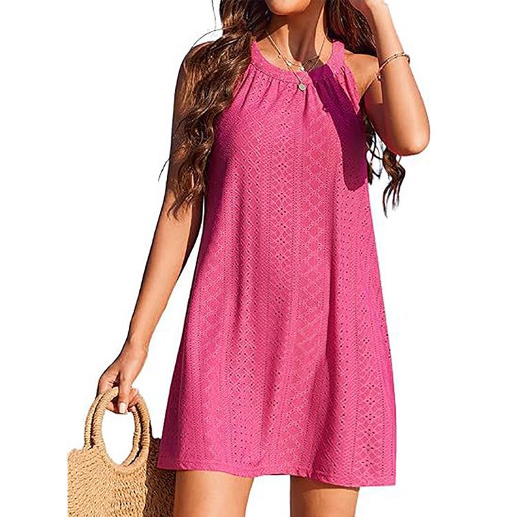 European and American Women's Sleeveless Halter Neck Beach Dress Cover-up