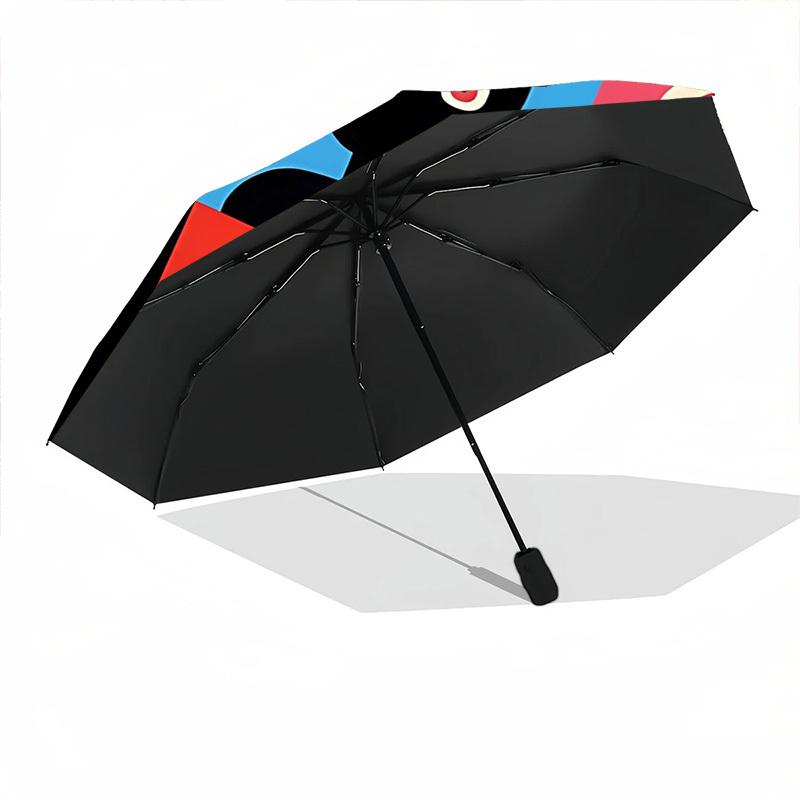 1 Stück Außerirdische Köpfe Automatischer Winddichter Regenschirm 8 Rippen Tragbar Faltbar Schwarzer Eisenrahmen für Draußen, Strand, Reisen, SonnenschirmeS10
