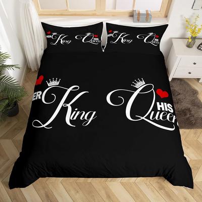 Ensemble de housse de couette King et Queen 2/3 Pièces Ensemble de literie romantique pour la Saint-Valentin Housse de couette en microfibre Cadeaux d'anniversaire de mariage