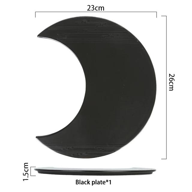 Half-moon Ceramic Plate Fruit Dishes Cake Plates Snack Dessert Dish Salad Sushi Tray Tableware Decoration Dinnerware чёрный