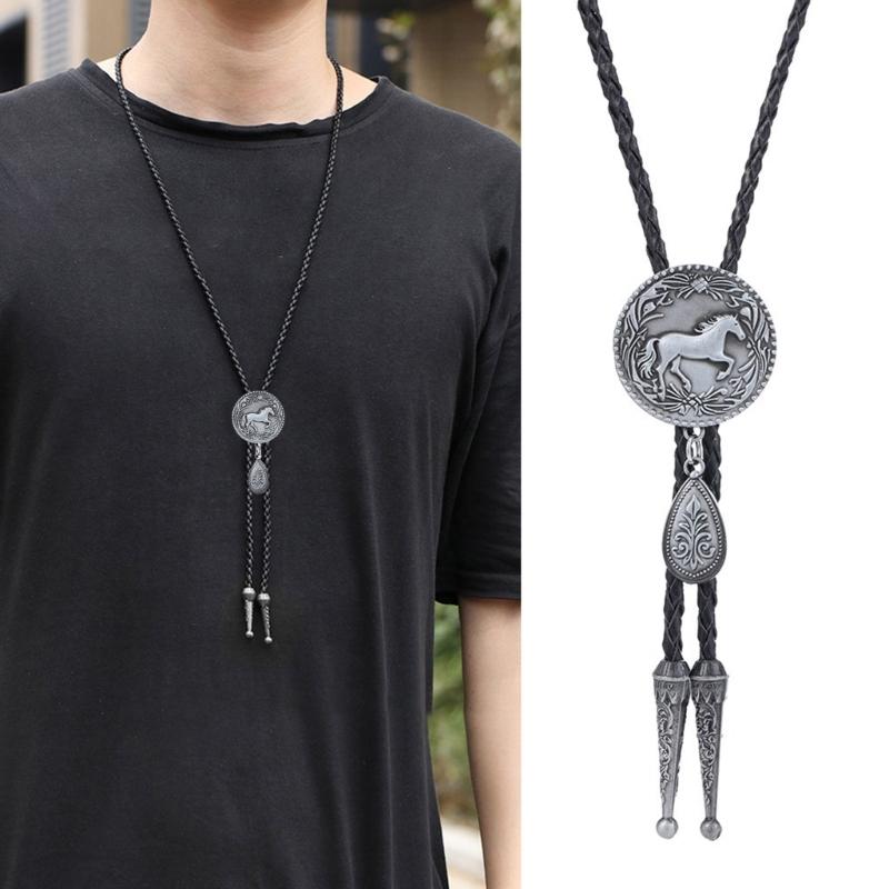 Bolo Krawatte für Männer Geprägter Anhänger Bolo Krawatten Formelles Hemd Zubehör Vintage Bolo Krawatte Klassische Country Halskette