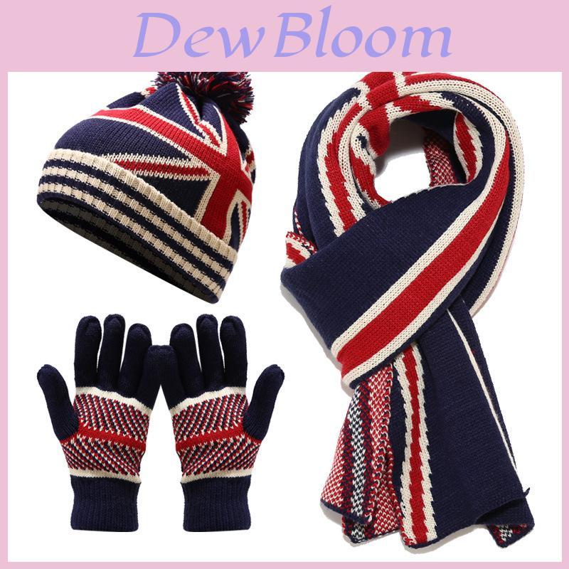 Adult Chinese Flag Winter Hat Scarf Gloves Set For Outdoor Warmth