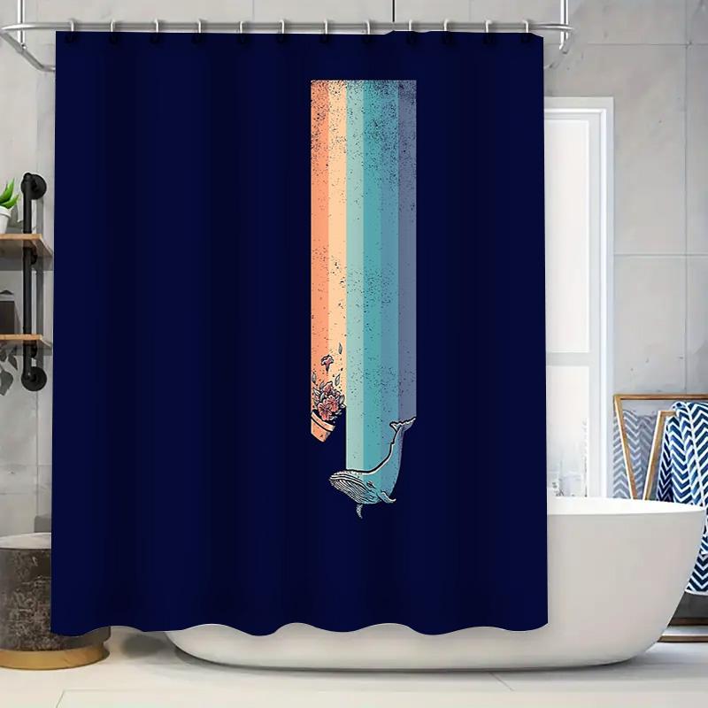

Whale Ocean Shower Curtain Set Waterproof Sea Animal Bathroom Decor Blue Nature Coastal Vibes Home Textile Beach Themed Curtains W60H190(CM)-1 Pcs