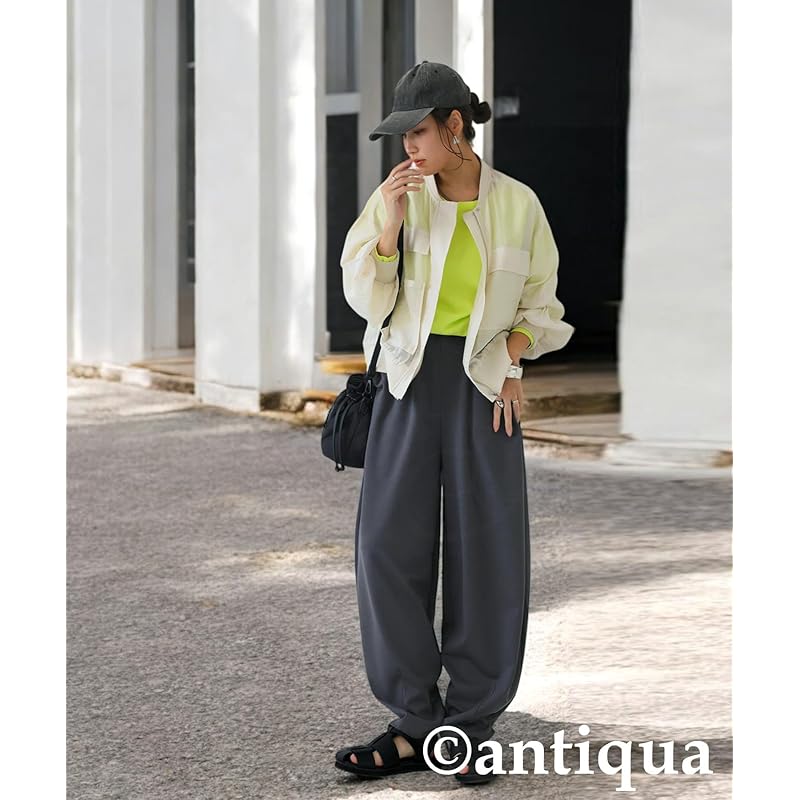 [antiqua] [Antica] punch curve pants ladies bottoms ESA-00219 Onesize 16 charcoal gray