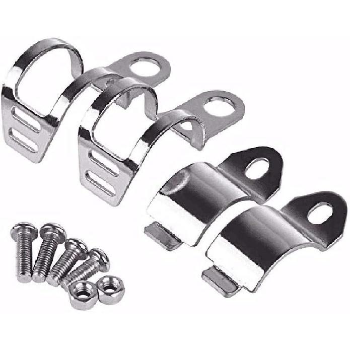 1pair Metal Motorcycle Modified Turn Signal Light Indicator Mount Bracket Clamp 30-45mm (Chrome)