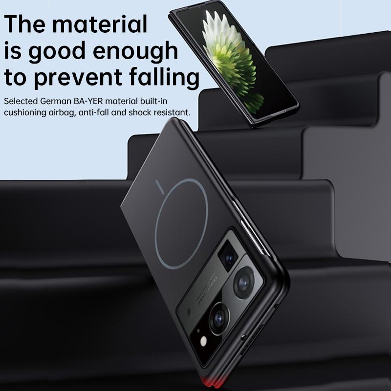 För Magsafe Ultratunt Ramlöst Skal För Tecno Phantom V Fold2 V Fold Frostat Trådlös Laddning Hårt PC Stötsäkert Baksidsskydd