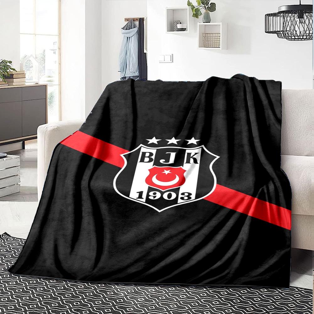 Coperta in Flanella con Stampa Logo Beşiktaş Alta Qualità Calda Confortevole Coperta per Tutte le Stagioni Perfetta per Regali Decorazione per la Casa