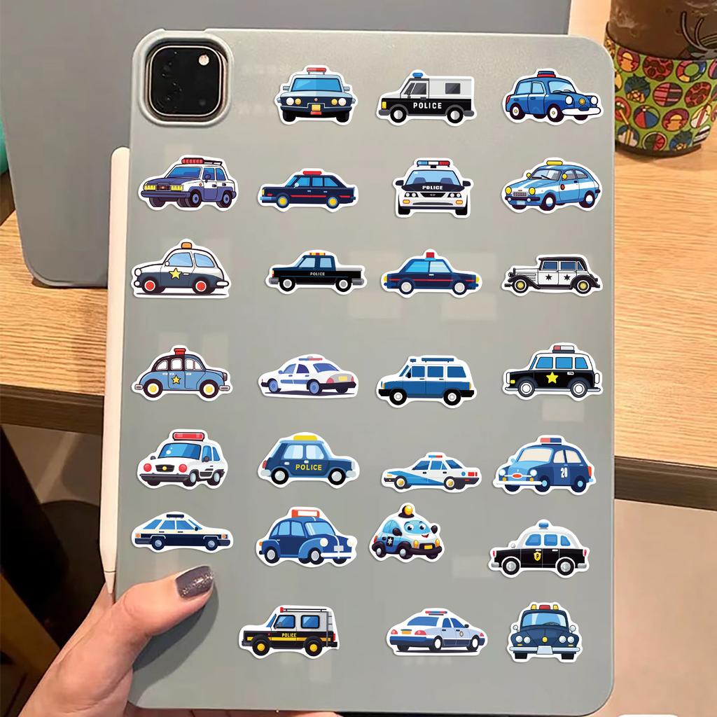 50 Cartoon Police Car Graffiti Stickers Decorate Guitar Notebook Suitcase DIY Waterproof Stickers