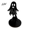Spooky Pumpkin Tea Light Decor Halloween Wooden Candle Holder, Black Hollow Crow Spider Tealight Display Party Atmosphere Stand, Gothic Silhouette