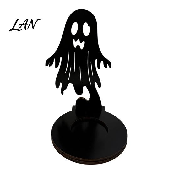 Spooky Pumpkin Tea Light Decor Halloween Wooden Candle Holder, Black Hollow Crow Spider Tealight Display Party Atmosphere Stand, Gothic Silhouette