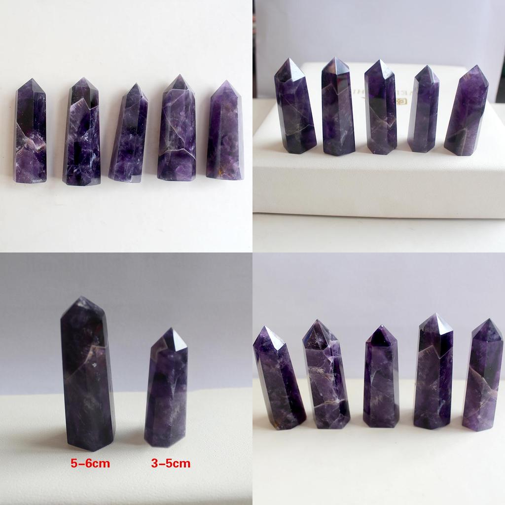 Unique Natural Purple Dream Amethyst Quartz Crystal Stone Point Healing Wand
