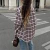 Casual Resort Button-Down Plaid Shirt Top Women 2025 Autumn Winter