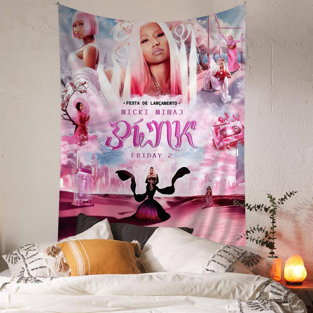 Beliebte Rapperin Sängerin N-nicki Minaj Wandteppich Kunstdruck Japanischer Wandteppich Anime Wandbehang Heimdekoration