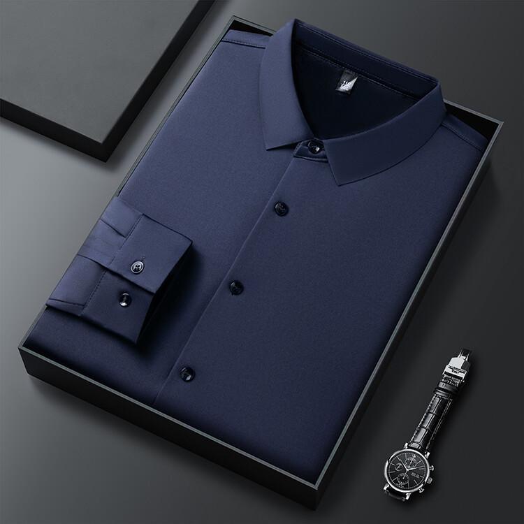 Men's Seamless Fleece-Lined Formal Long-Sleeve Shirt