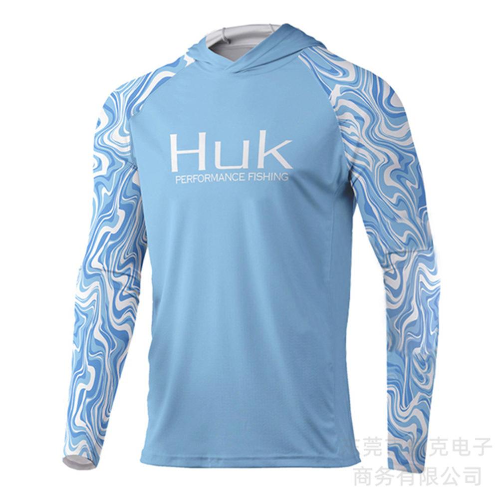 Hooded fishing suit, summer quick-dry long-sleeve men's T-shirt, outdoor sportswear, sun-protection shirt, lure fishing suit, breathable