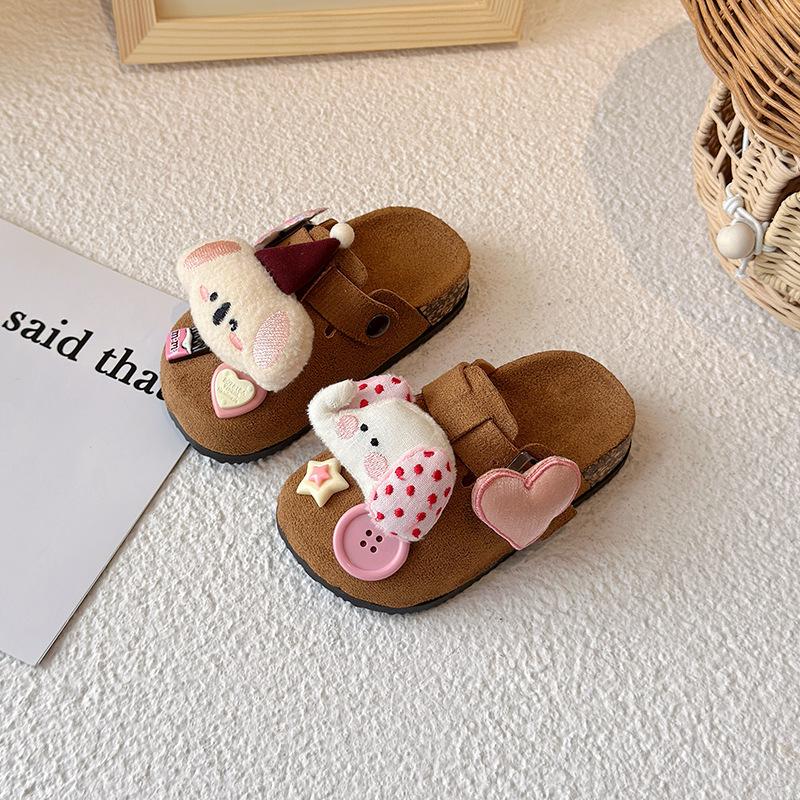 Adorable 2025 Autumn Closed-Toe Cotton Slippers for Women and Kids - Cartoon Design