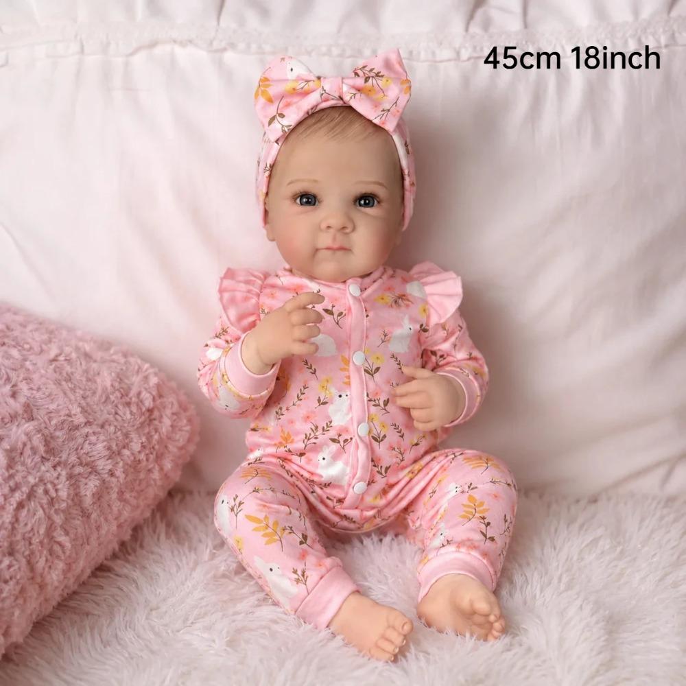 BZDOLL 45 CM Lifelike Full Vinyl Body Reborn Baby Doll 18 Inch Real-Look Design with 3D-Skin Fashion Birthday Gift for Girls