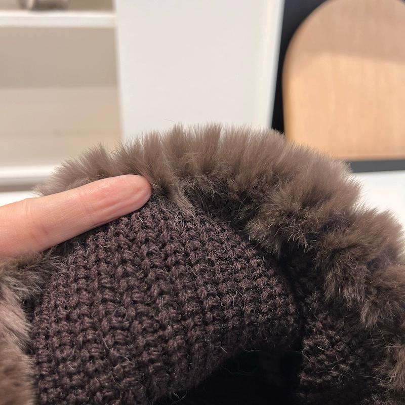 Real Rex Rabbit Hair Hat Women's Thickened Hair Hat Fur Cold Warm Ear Protection Plush Knitted Hat Baotou Hat Autumn and Winter