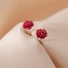S925 silver-plated earrings flower earrings women's new advanced earrings Japan and South Korea fashion small red rose ear bone nails