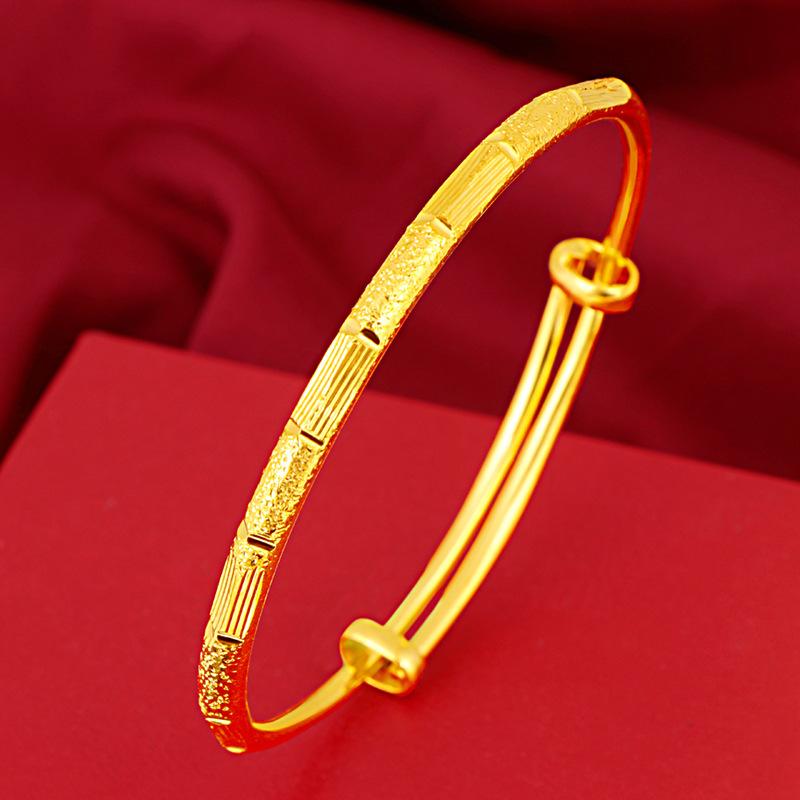 

100% чистое золото 24k круглая палка двухтактный бамбуковый браслет по всему небу метеоритный дождь женский браслет ювелирные изделия