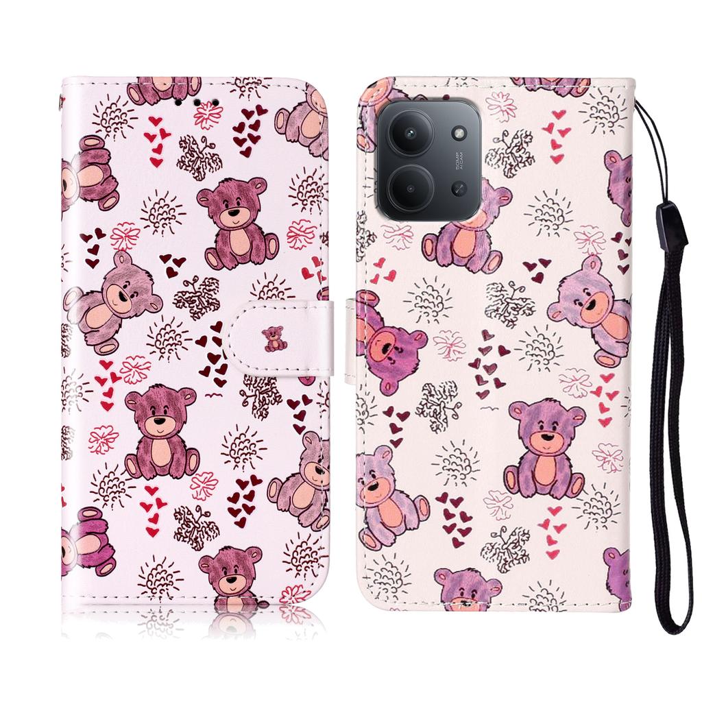 For Xiaomi Redmi 15C 4G (EU) (173mm)/15C 5G (EU) (173mm)/Poco C85 4G (173mm) Case Pattern Leather Wallet Cover with Strap