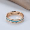 New  Rose Gold Full Circle Ring Luxury Stackable Turquoise Finger Ring For Women Fine Daily Vintage Jewelry
