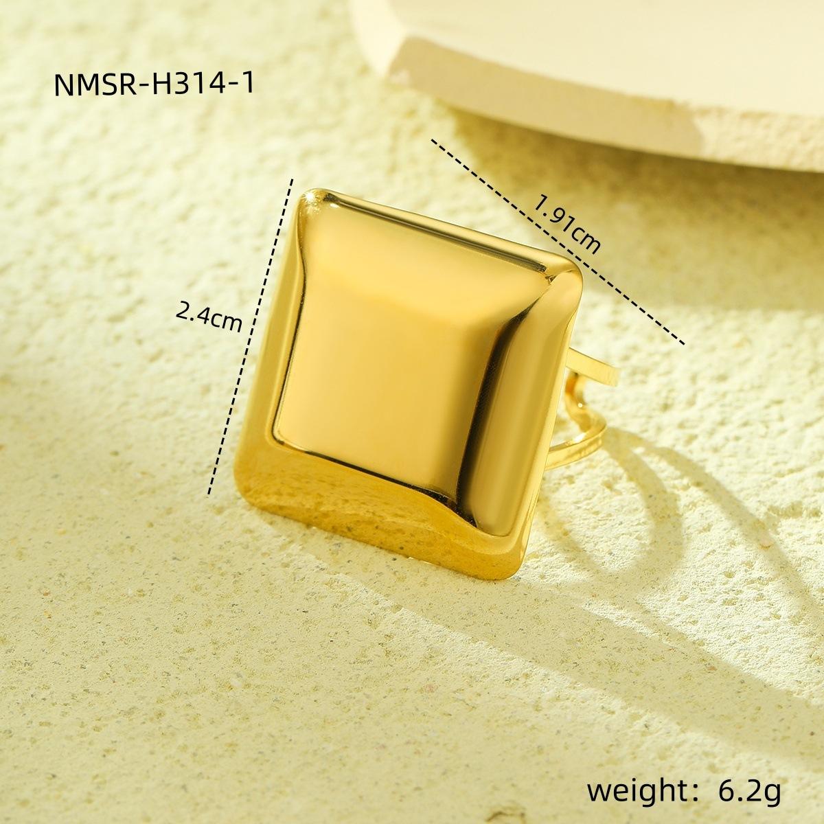 GEMCHIC Women s Square Geometric Open Adjustable Gold Plated Stainless Steel Ring