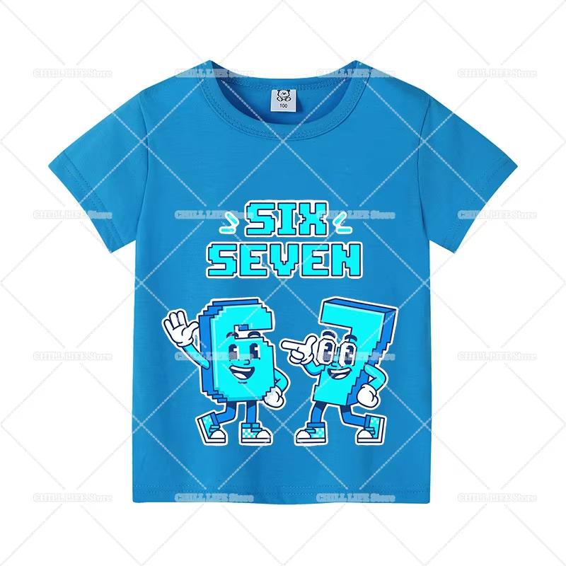 Kids Pink SIX SEVEN 67 Lightning Graphic TShirt Soft Cotton Cute Wear for Girlsdf0156 100