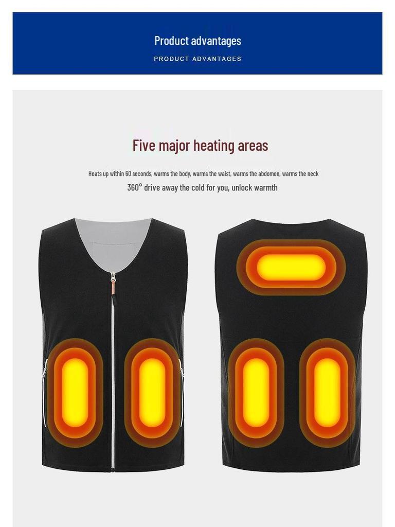 Smart Electric Heated Fleece Vest - Winter Warm Jacket