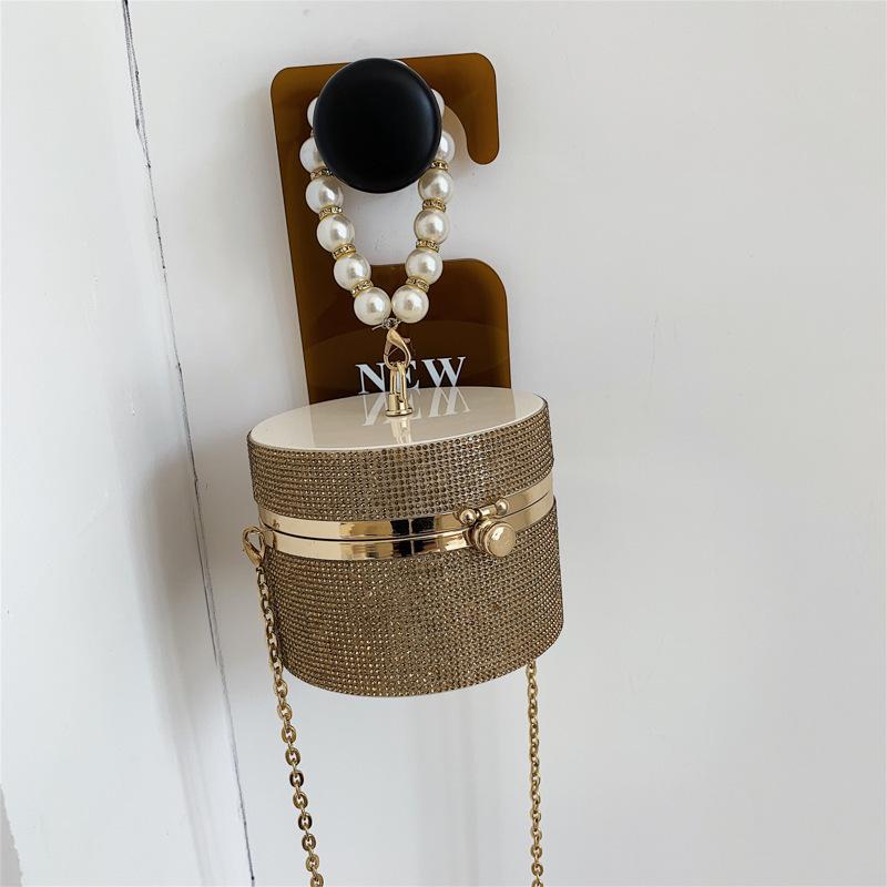 Pearl handbag 2025 new women's bag mini bag trendy fashion bright diamond messenger box bag chain bag