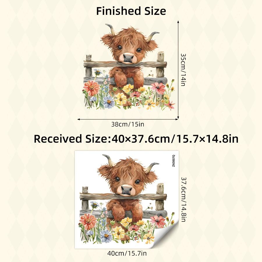 

Cartoon Cute Baby Yak with Flowers Self-Adhesive Door Wall Stickers, Rustic Style Decor for Room Bedroom Decoration 40x40CM різнокольоровий