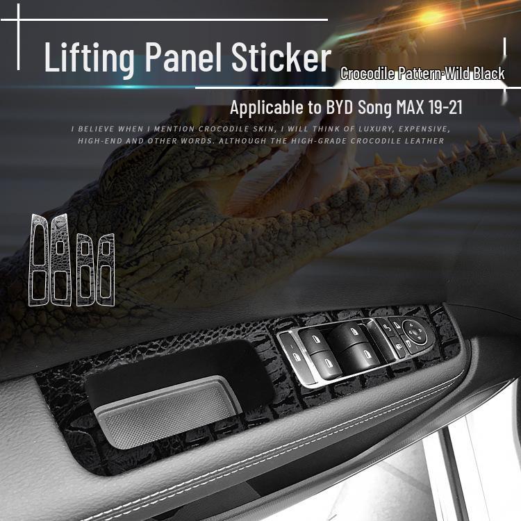 Krokodilmusterfolie für BYD Song MAX Innenraumkonsole & Paneeldekoration, Wildschwarzer Aufkleber