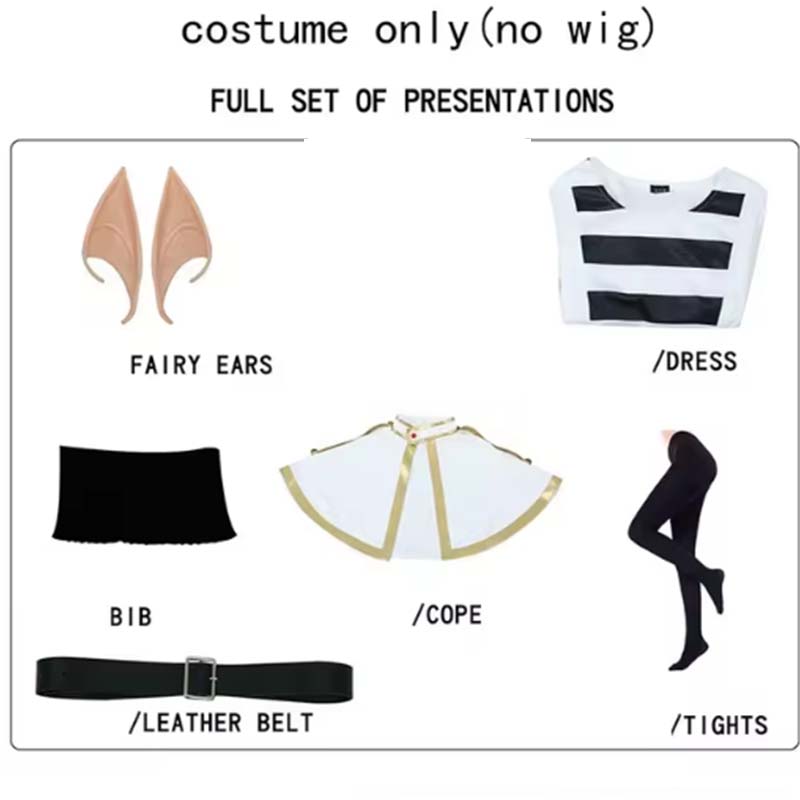 

Frieren Cosplay Costume Frieren Dress With Ears Stockings For Anime Comic Con Frieren Outfits S