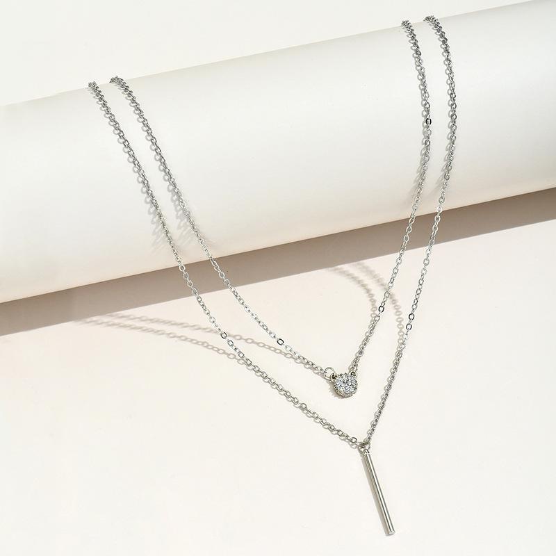 "Double-Layer Harajuku Street Style Clavicle Necklace - Simple Diamond Design for Women"