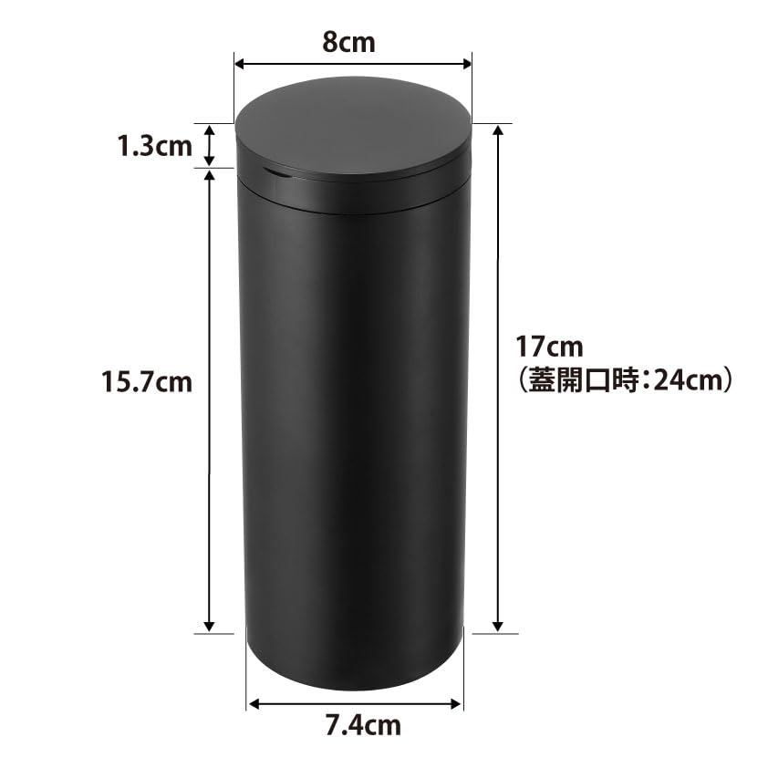 Yamazaki Jitsugyo Feuchttuchetui in Flaschenform, Schwarz, B 8 x T 8,2 x H 17 cm, Tower Car Supplies, Feuchttuchflaschenrolle, Typ 1609